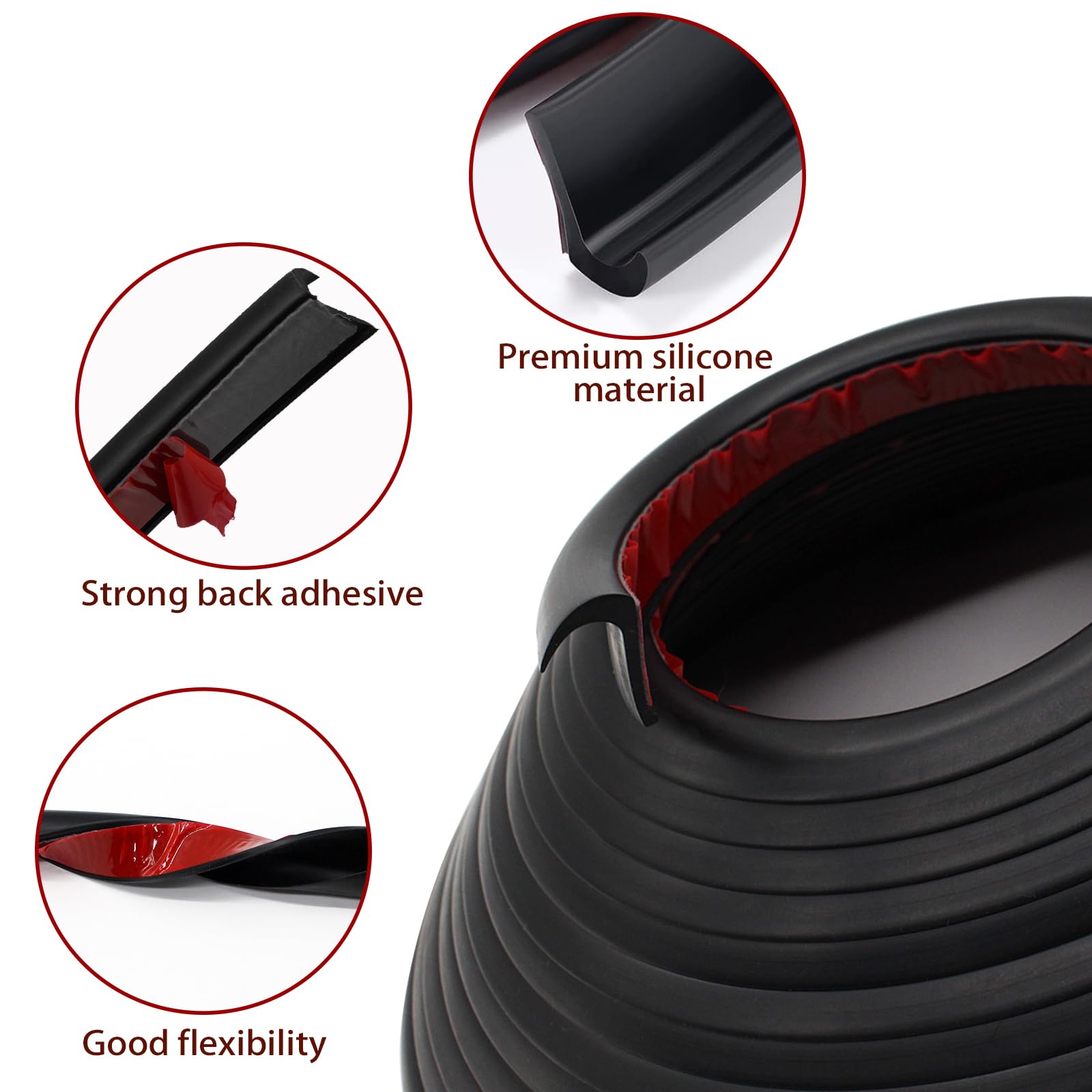 RV-Regenrinnen, 10 Meter lang, Gummi-Tropfleiste, PVC-Regenstreifen, J-förmige Dachregenumleitung, selbstabdichtendes Klebeband, geeignet für Autotüren Wohnwagen (schwarz)