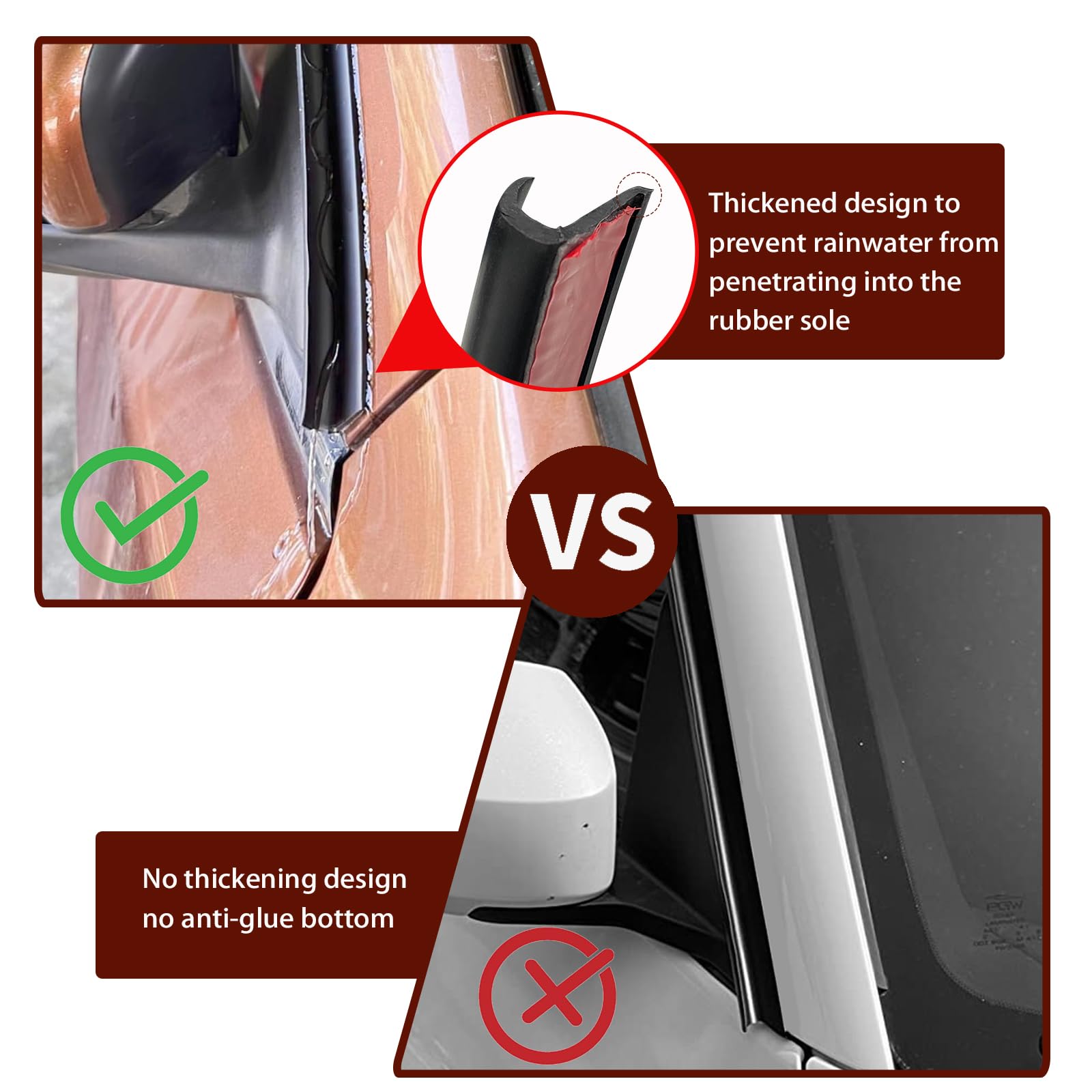 RV-Regenrinnen, 10 Meter lang, Gummi-Tropfleiste, PVC-Regenstreifen, J-förmige Dachregenumleitung, selbstabdichtendes Klebeband, geeignet für Autotüren Wohnwagen (schwarz)